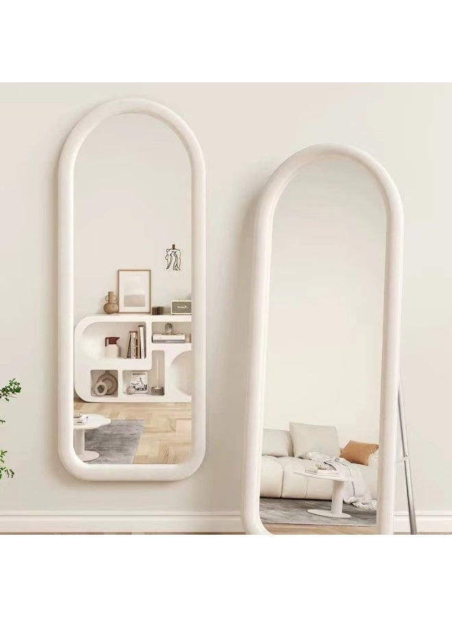 عام مرآة كاملة الطول بلمسة نهائية كريمية على الطراز الفرنسي للاستخدام المنزلي مرآة أرضية عصرية مرآة مكياج مثبتة على الحائط مرآة كاملة الجسم لغرفة نوم النساء - Image 1